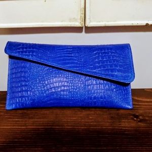 Genuine crocodile Leather clutch in cobalt blue